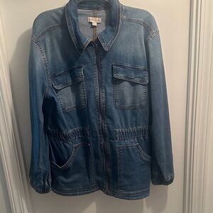 Knox Rose Blue Jean Jacket with Elastic Waist